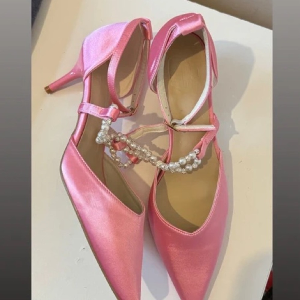 Chic Pink Satin Women's Heels